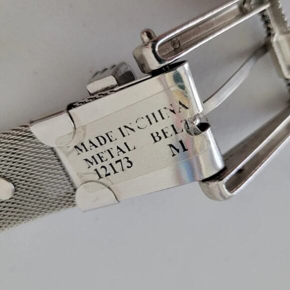 Embellished Metallic Mesh Belt Womens Size M Silver Tone Beaded Unique main image 8